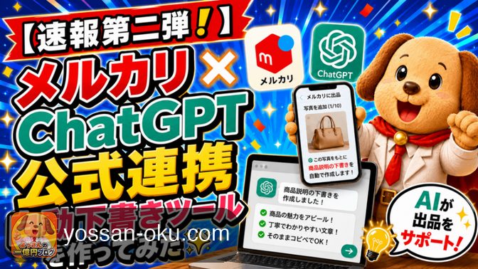 【速報第二弾🚨】メルカリ×ChatGPT公式連携！写真を渡すだけで出品下書きが完成する仕組みを作ってみた✨