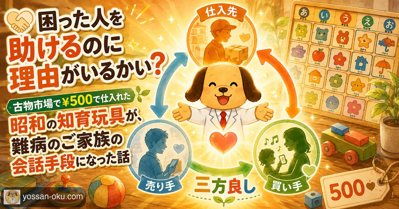 🤝 困った人を助けるのに理由がいるかい❓── 古物市場で¥500で仕入れた昭和の知育玩具が、難病のご家族の会話手段になった話