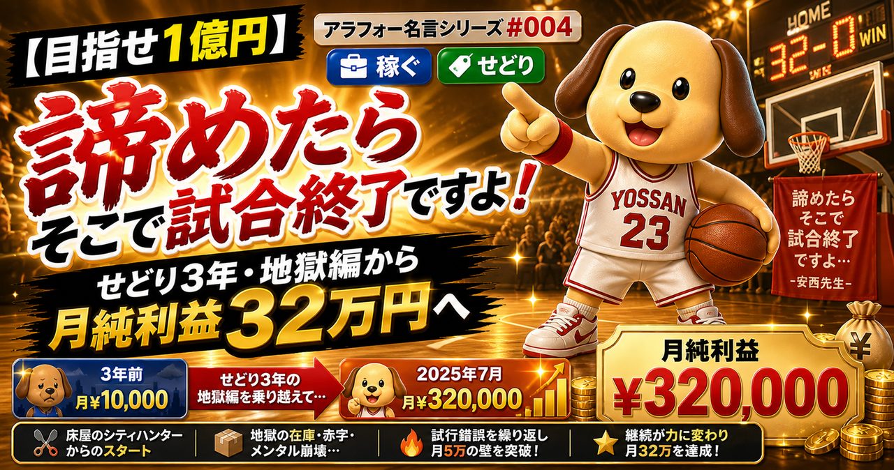 🏀 諦めたらそこで試合終了ですよ❗── 床屋のシティハンターから始まったせどり3年、地獄編を経て月純利益32万円達成した話