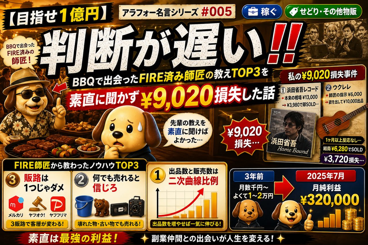 🥋 判断が遅い❗❗── BBQで出会ったFIRE済み師匠の教えTOP3を素直に聞かず¥9,020損失した話