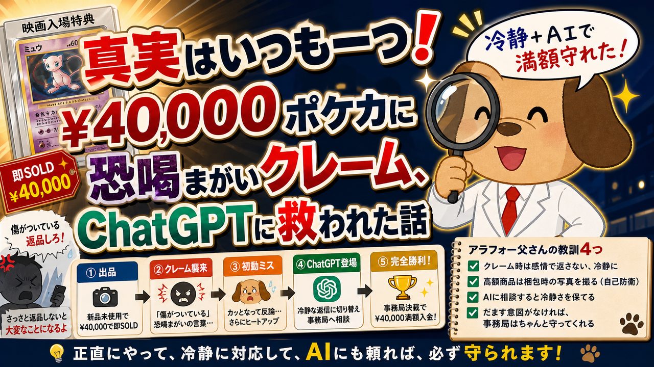 🔍 真実はいつも一つ❗── ¥40,000ポケカに恐喝まがいクレーム、ChatGPTに救われた話