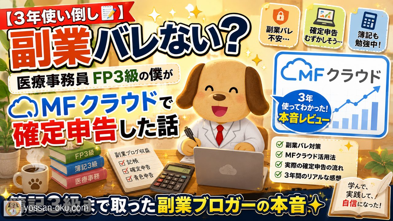 【3年使い倒し📝】「副業バレない？」医療事務員FP3級の僕がMFクラウドで確定申告した話｜簿記3級まで取った副業ブロガーの本音✨️