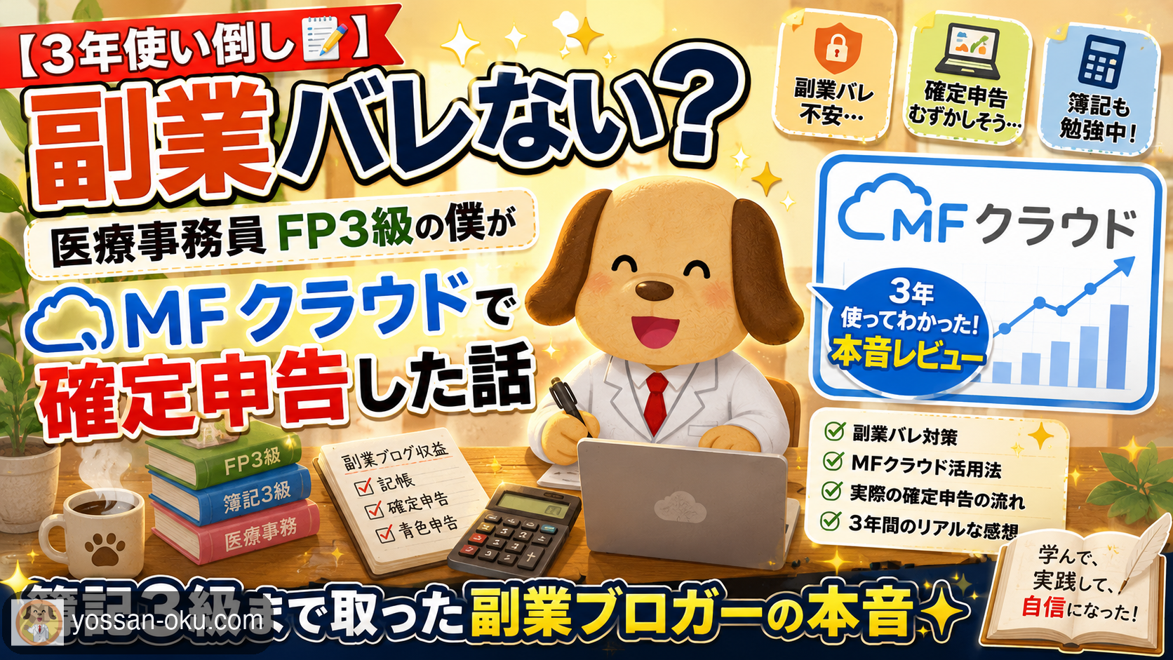 【3年使い倒し📝】「副業バレない?」医療事務員FP3級の僕がMFクラウドで確定申告した話|簿記3級まで取った副業ブロガーの本音✨️