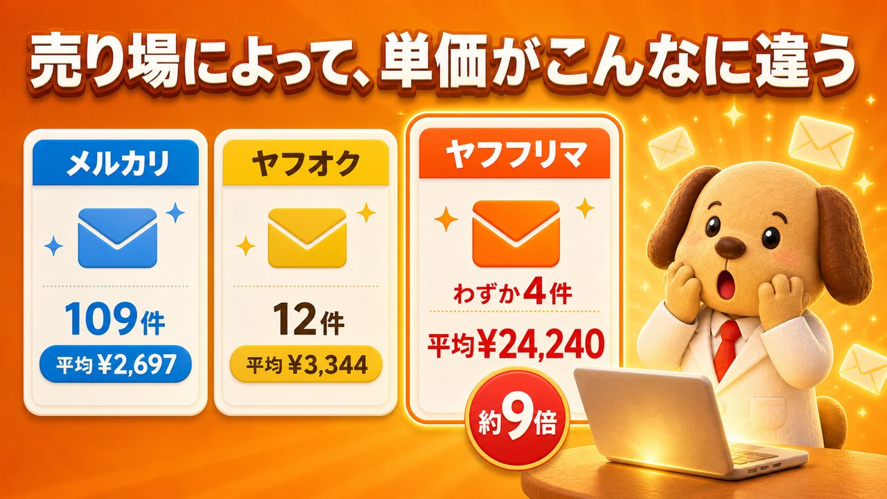 売ãå Žå¥ã®å¹³åå䟡ãã¡ã«ã«ãª109ä»¶ã§2,697åãã€ããªã¯12ä»¶ã§3,344åãã€ãããªãã¯4ä»¶ã§24,240åãšçŽ9å