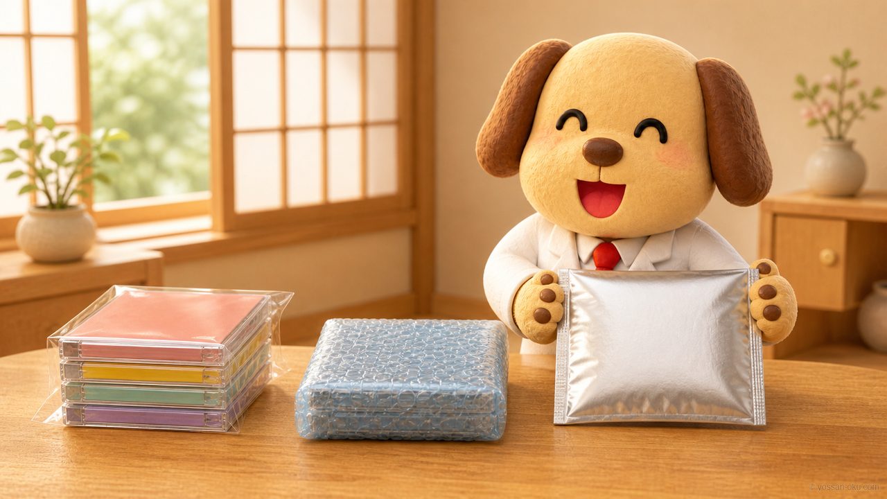 OPP袋→プチプチ→銀色の発送用袋の3ステップ