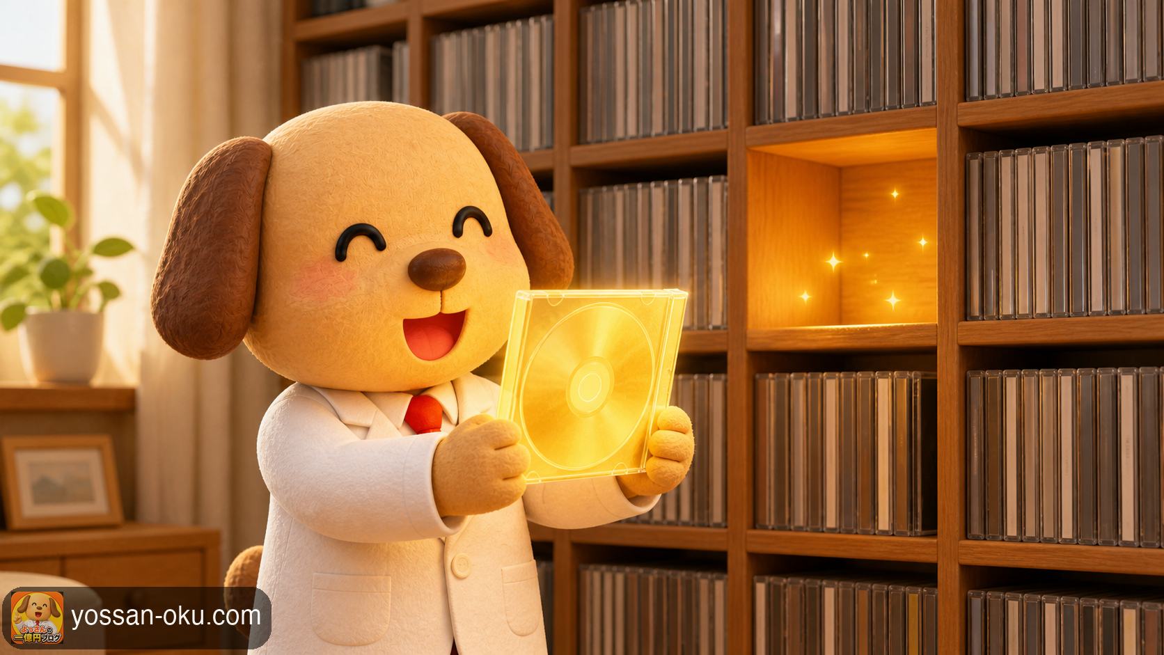 棚の中で1枚だけ金色に光るCD。代わりが手に入らないものが高く売れる