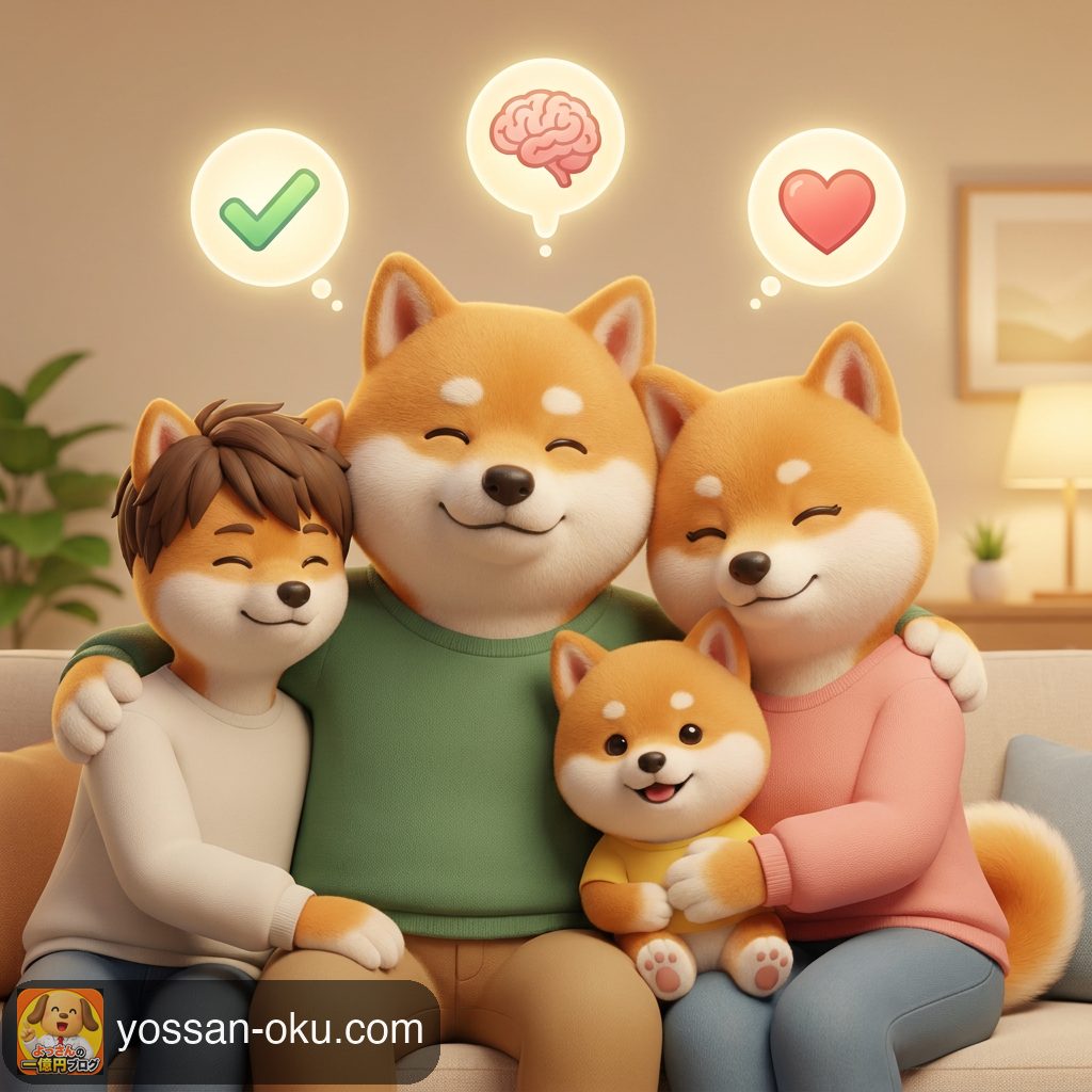 変えても困らない3つだけ楽天に寄せて笑顔の柴犬家族